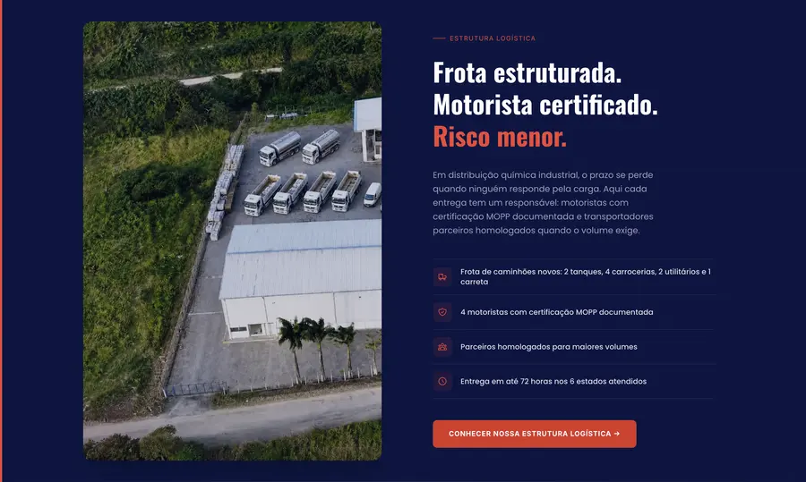 Quimitêxtil: Frota estruturada. Motorista certificado